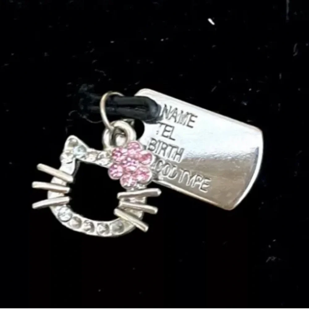 Hello Kitty Rhinestones Cute Double Tag Pendant NEW!